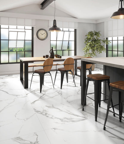 Aquila White Marble effect Porcelain Wall and Floor Tiles