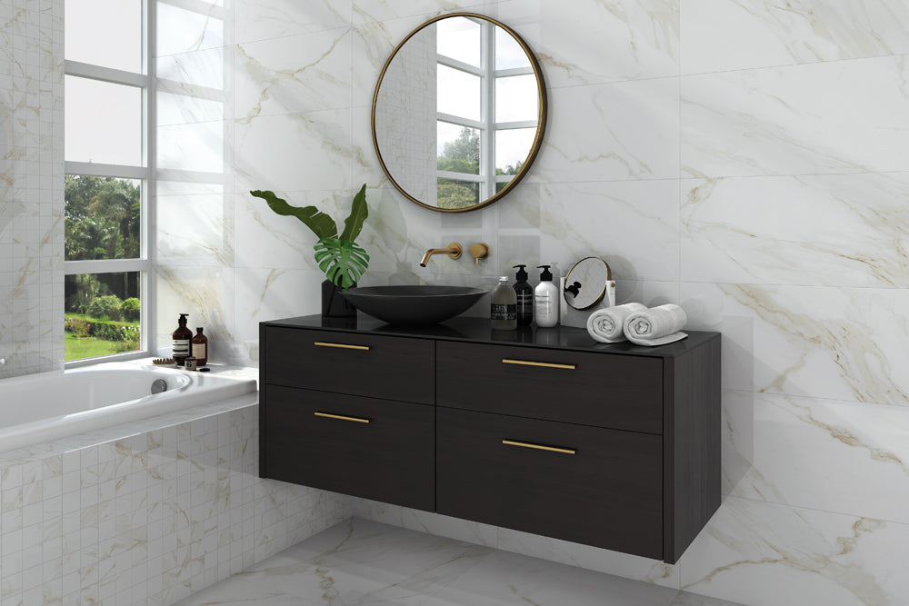 Atmosphere Beige-Gold Marble effect Porcelain Wall and Floor Tiles