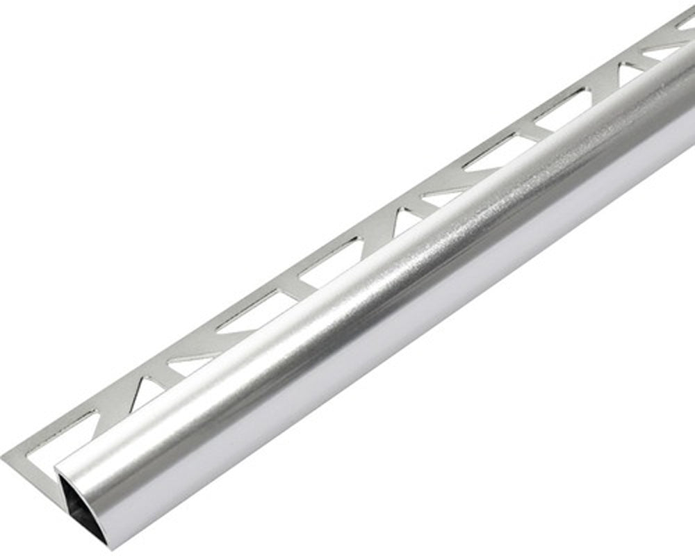 Round Edge Tile Trim Silver High Gloss Anodised Aluminium
