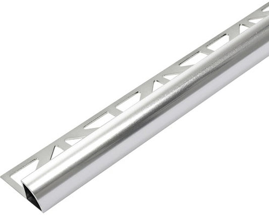Round Edge Tile Trim Silver High Gloss Anodised Aluminium
