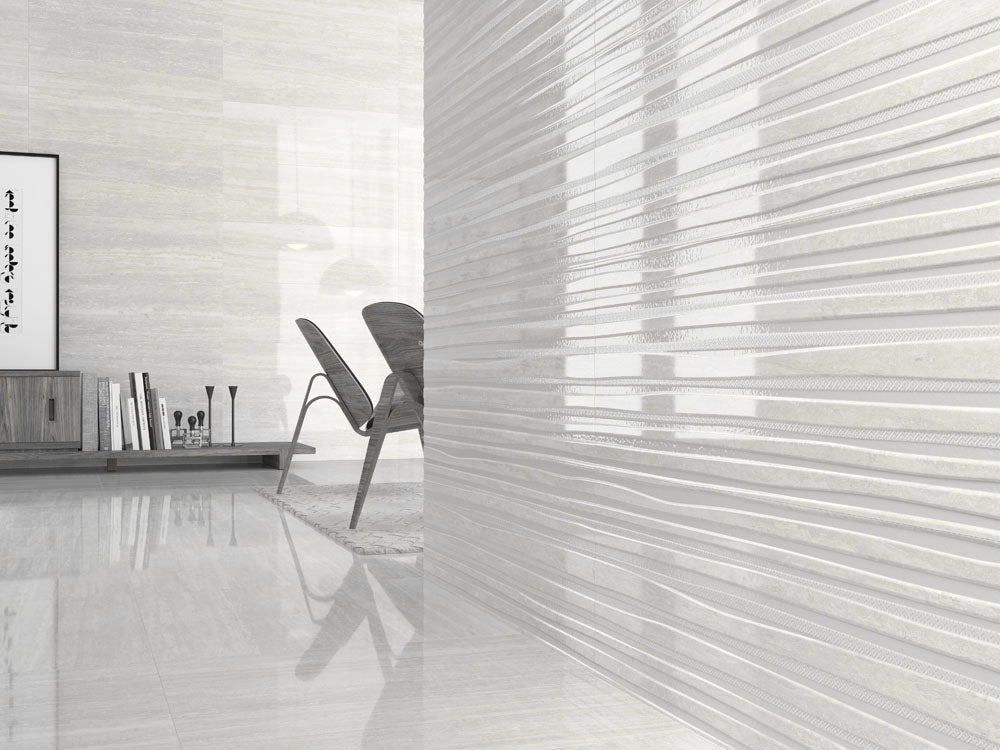 Luna Grey Moon Gloss Ceramic Wall Tile Decor 30x90cm